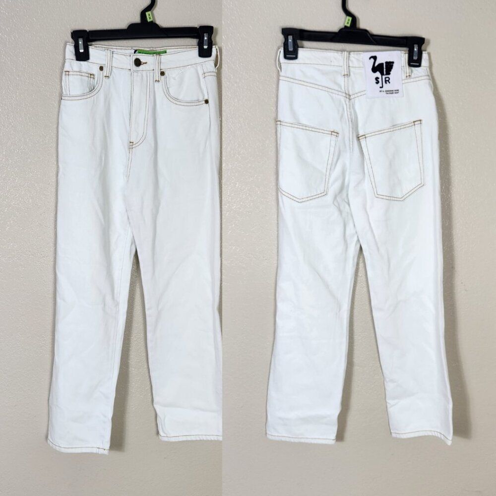 NWT Sandrine Rose X Free People White Straight Leg Jeans Size 24